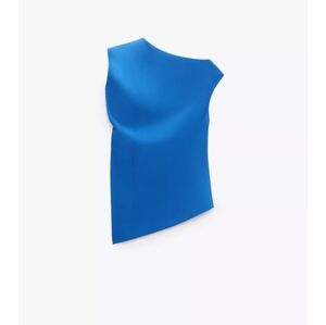 Zara Electric Blue One-Shoulder Top